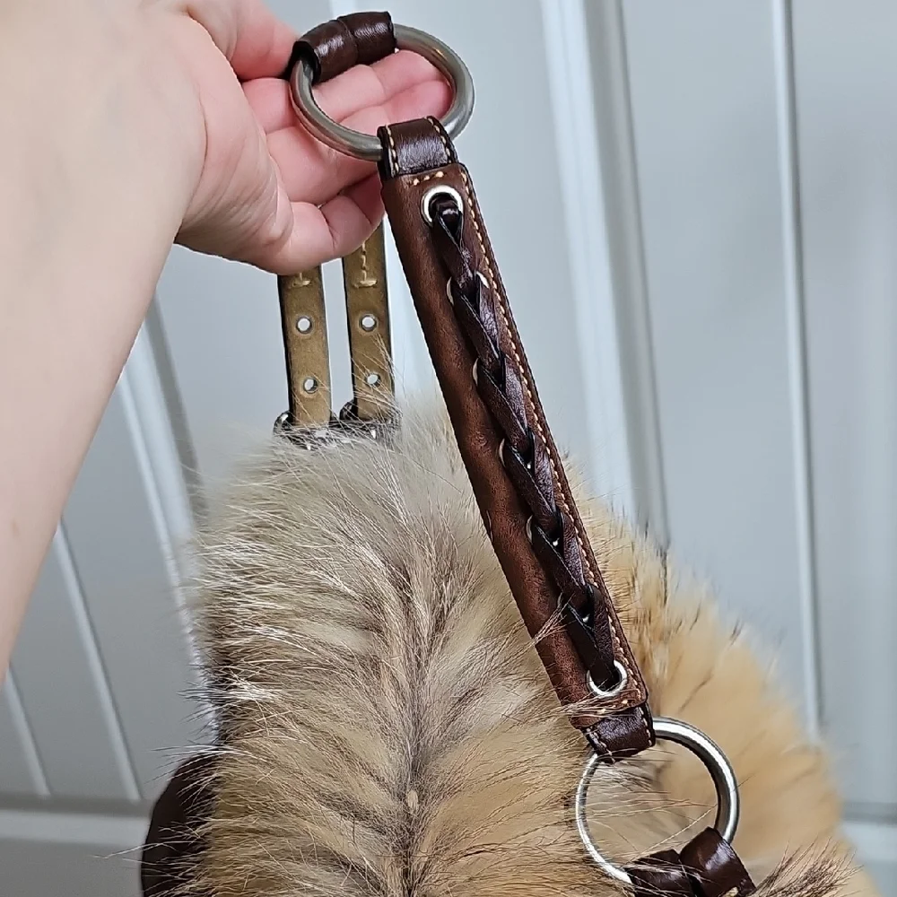 COACH Vintage 2004 Archival Piece Natural Cowhide & COYOTE FUR Hobo No. 1426 EUC